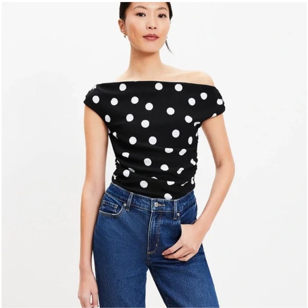 LOFT Black and White Polka Dot Bodysuit